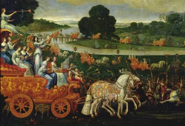 Aarde, detail van de linkerkoets met negen Muzen, ca. 1640-41
